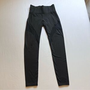 MICHI‎ black knit elastic waist mesh sheer insert ankle full athletic leggings